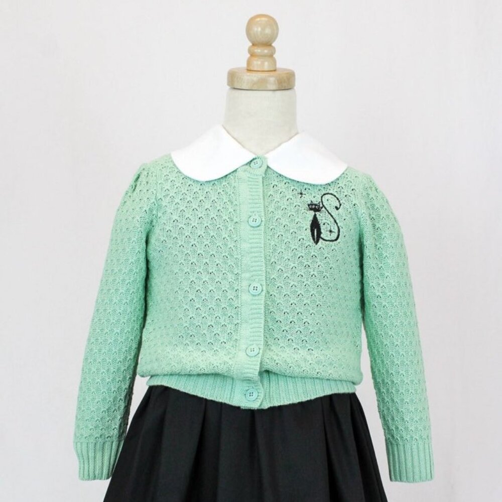 Girl's Retro Cat Knit Vintage Inspired Sweater Cardigan